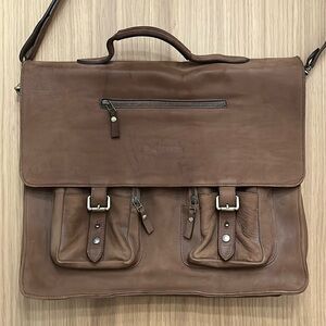 Kanzek, Men’s Tan Leather multi pockets messenger bag